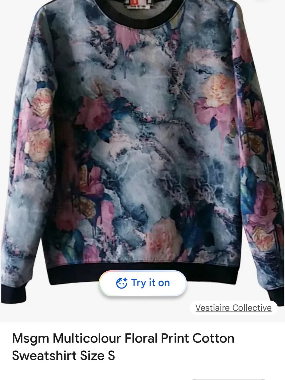 MSGM Multicolor Floral Crewneck Sweatshirt - Blue, Pink